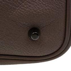 Pre Owned Burberry Copper Rust Leather Drawstring Hobo