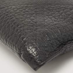 Pre Owned Burberry Black Grained Leather Wristlet Pouch  