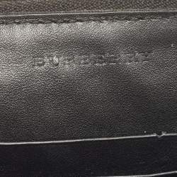 Pre Owned Burberry Black Grained Leather Wristlet Pouch  