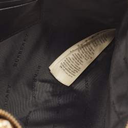 Pre Owned Burberry Black Grained Leather Wristlet Pouch  