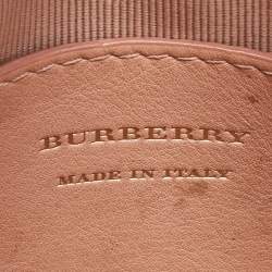 Pre Owned حقيبة كاميرا بربري لينك 1983 نايت جلد وكانفاس كاروهات بيج/فضي