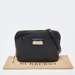 Pre Owned Burberry Black Leather Small Harrogate Crossbody Bag