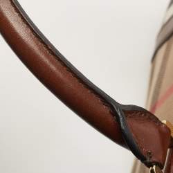 Burberry Brown House Check Canvas and Leather Small Chester Bowler Bag