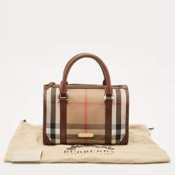 Burberry Brown House Check Canvas and Leather Small Chester Bowler Bag