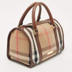 Burberry Brown House Check Canvas and Leather Small Chester Bowler Bag