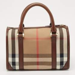 Burberry Brown House Check Canvas and Leather Small Chester Bowler Bag