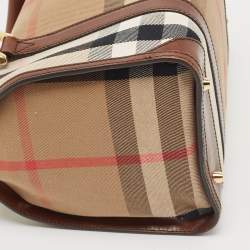 Burberry Brown House Check Canvas and Leather Small Chester Bowler Bag