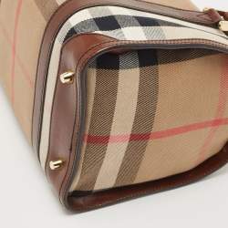 Burberry Brown House Check Canvas and Leather Small Chester Bowler Bag