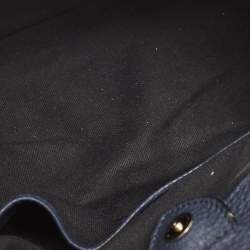 Pre Owned Burberry Navy Blue/Beige House Check Fabric and Leather Small Banner Tote