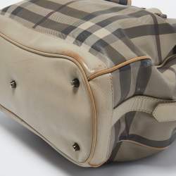 Pre Owned Burberry Beige Smoked Check PVC and Leather Walden Hobo
