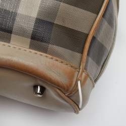 Pre Owned Burberry Beige Smoked Check PVC and Leather Walden Hobo