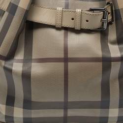 Pre Owned Burberry Beige Smoked Check PVC and Leather Walden Hobo