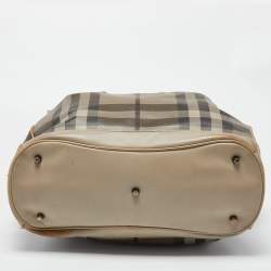 Pre Owned Burberry Beige Smoked Check PVC and Leather Walden Hobo