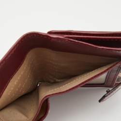 Pre Owned Burberry Burgundy Nova Check Stars PVC and Patent Leather Flap French Wallet