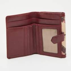 Pre Owned Burberry Burgundy Nova Check Stars PVC and Patent Leather Flap French Wallet
