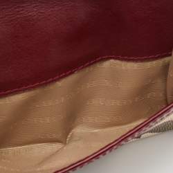 Pre Owned Burberry Burgundy Nova Check Stars PVC and Patent Leather Flap French Wallet