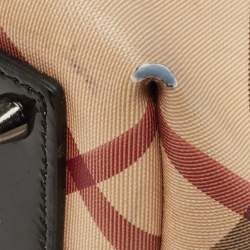 Burberry Beige/Black Supernova Check Coated Canvas and Patent Leather Nickie Tote