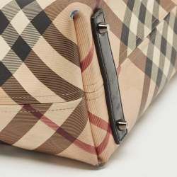 Burberry Beige/Black Supernova Check Coated Canvas and Patent Leather Nickie Tote