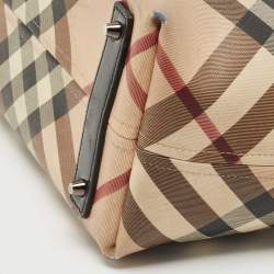Burberry Beige/Black Supernova Check Coated Canvas and Patent Leather Nickie Tote