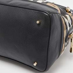 مملوكة مسبقًا Burberry Beige/Black Quilted House Check Canvas and Leather Westbury Satchel