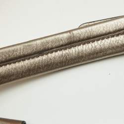 Pre Owned Burberry Metallic  Housecheck Fabric and Leather Warrior Hobo