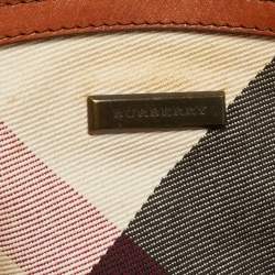 Pre Owned Burberry Brown Nova Check Fabric and Leather Tote