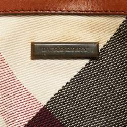 Pre Owned Burberry Brown Nova Check Fabric and Leather Tote
