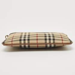 Pre Owned Burberry Brown/Beige Haymarket Check Canvas and Leather Peyton Crossbody Bag