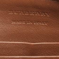 Pre Owned Burberry Brown/Beige Haymarket Check Canvas and Leather Peyton Crossbody Bag