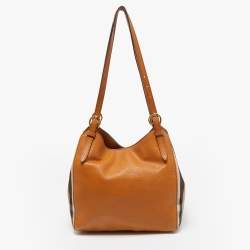 مملوكة مسبقًا Burberry Tan/Beige House Check Fabric and Leather Small Canterbury Tote