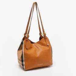 مملوكة مسبقًا Burberry Tan/Beige House Check Fabric and Leather Small Canterbury Tote