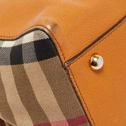 مملوكة مسبقًا Burberry Tan/Beige House Check Fabric and Leather Small Canterbury Tote