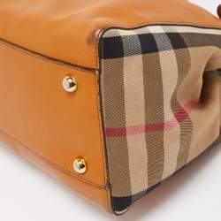 مملوكة مسبقًا Burberry Tan/Beige House Check Fabric and Leather Small Canterbury Tote