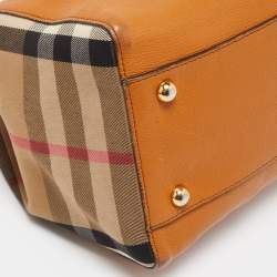 مملوكة مسبقًا Burberry Tan/Beige House Check Fabric and Leather Small Canterbury Tote