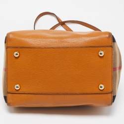 مملوكة مسبقًا Burberry Tan/Beige House Check Fabric and Leather Small Canterbury Tote