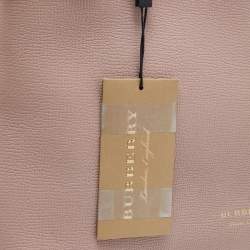 Pre Owned Burberry Pink Leather and House Check Fabric Medium Banner Tote