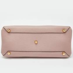 Pre Owned Burberry Pink Leather and House Check Fabric Medium Banner Tote