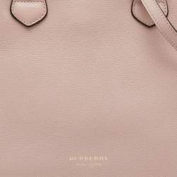 Pre Owned Burberry Pink Leather and House Check Fabric Medium Banner Tote