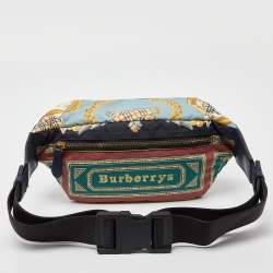 Pre Owned Burberry Multicolor Archive Scarf Print Nylon and Leather Bum Bag 