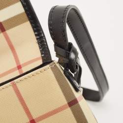 Burberry Black/Beige House Check PVC Flap Shoulder Bag