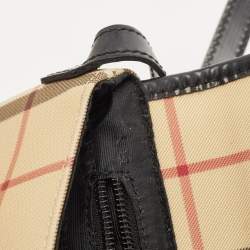 Burberry Black/Beige House Check PVC Flap Shoulder Bag