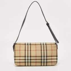 Burberry Black/Beige House Check PVC Flap Shoulder Bag