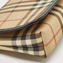 Burberry Black/Beige House Check PVC Flap Shoulder Bag
