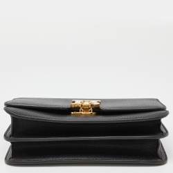 Pre Owned حقيبة كتف بربري TB  جلد وكانفاس رصاصي/أسود صغيرة 