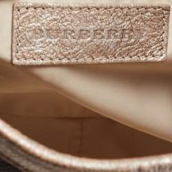 Pre Owned Burberry Metallic Nova Check PVC and Leather Hobo