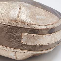 Pre Owned Burberry Metallic Nova Check PVC and Leather Hobo