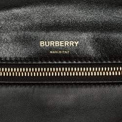 Pre Owned Burberry Black Soft Leather Small Olympia Shoulder Bag