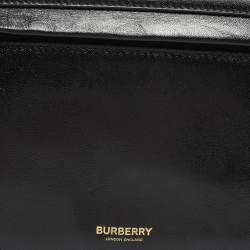 Pre Owned Burberry Black Soft Leather Small Olympia Shoulder Bag