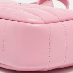 Pre Owned Burberry Pink Quilted Leather Mini Lola Camera Bag