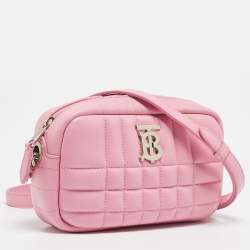 Pre Owned Burberry Pink Quilted Leather Mini Lola Camera Bag